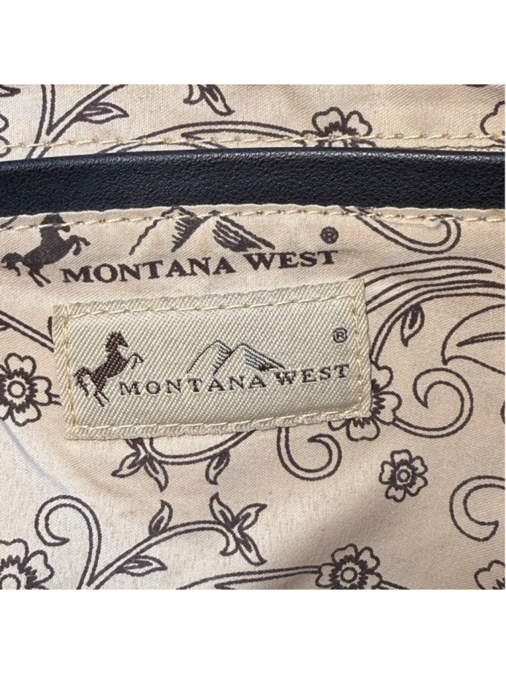 Montana West Black Floral Embroidered Rhinestone Studded Western Tote Handbag - Picture 11 of 11